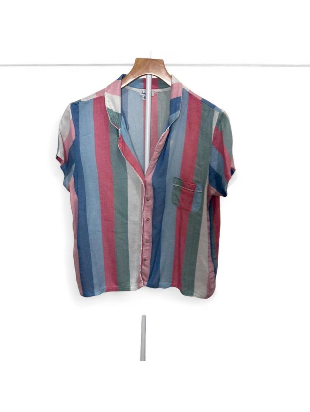 Splendid Striped Short Sleeve‎ Paige Shirt in Size M, Made in India.